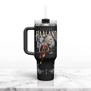Ha.aland "Born to Conquer" 40oz Tumbler, Custom Footballer Insulated Cup, Sports Travel Mug, Gift for Soccer Fans