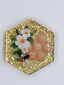 Bee & Honeycomb Interchangeable or fixed badge reel for Scrubs & Uniforms Customizable Colors Durable Reusable Badge Reel Cover