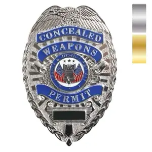 Rothco Deluxe Concealed Weapons Permit Badge - Silver or Gold Finish, Zinc Alloy Nickel Plating, 3 1/8" x 2 1/4" Pin Backing, Novelty Collectible