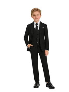 4-piece suit set (jacket + vest + trousers + tie), suitable for boys/Kid/children/teens/youth, perfect for Party occasions like weddings/graduation ceremonies/church events! Formal tailored suit outfit (excluding shirt) -19133