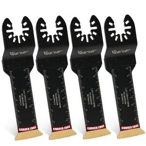 Vearter 4Pack Bi-Metal Extra Long Oscillating Saw Blade, Curved Edge Precision Cutting For Metal, Nailed Wood, Drywall, PVC