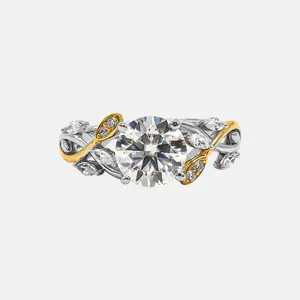 【729】New Year Promo "Springtime Symphony" Yellow Colour Plated 2 Carat Synthetic Moissanite Vine Ring