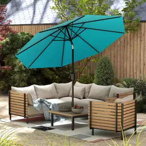 Summer Must-Have 9Ft Outdoor Patio Umbrella, Tilting & Vented for Pool, Deck, Yard, Beach – Light Blue, Perfect for Outdoor Comfort & Shade Lightweight Canopy