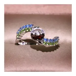 New Creative Rose Gold Two-Tone Elf Ball Zircon Ring For Women Wedding Party Engagement Jewelry Gift