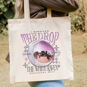 Crescent City Fan Tote Bag, I Survived The Drop Tote Gift, SJM BookTok Merch,The White Raven, House Of Earth