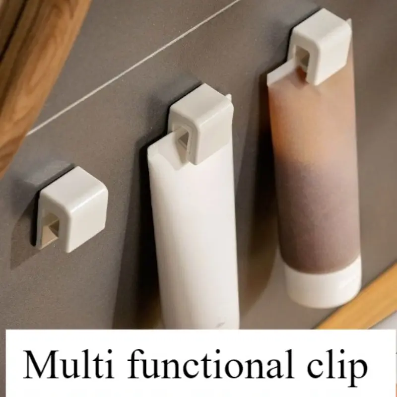 1/3/5/pcs Bathroom Toothpaste Clip Japanese style Toilet White Non marking Hook Toilet Facial Cleanser Hanging Clip Self adhesive White Hanging Clip