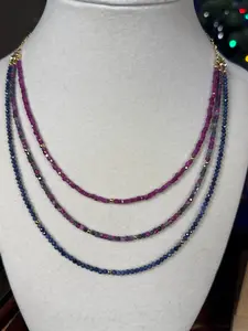 #151-Genuine Ruby & Sapphire Necklace with GF Findings