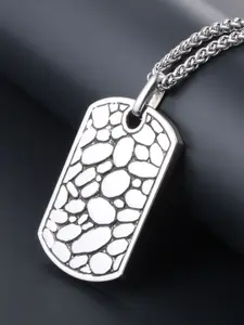 Men's Stainless Steel Military Badge Necklace, Non-Fading River Stone Pendant, Fashionable Jewelry, Unique Style Accessory