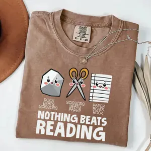 Comfort Colors Comfort Colors Rock Paper Scissor Reading Shirt, Book tshirt, Reading Teacher T-shirt, Bookworm Shirt, Teacher Tee, Book Lover Gift