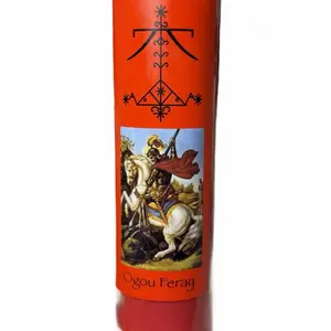 Ogou Feray 7 Day Candle with Veve