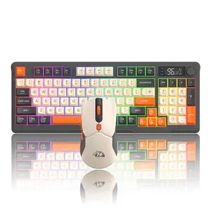 Wireless Gaming Keyboard & Mouse Combo, RGB Backlit Mechanical Feel Keyboard with Smart Display & Knob, RGB Backlit Numpad, RGB Backlight Keyboard, 4000 DPI Gaming Mouse for PC Laptop