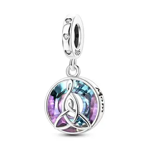 MULA Mom Angel Halo Charm – 925 Sterling Silver Pendant with CZ & Enamel – Mother Daughter Love Symbol – Compatible with Pandora – Mother’s Day Gift for Her
