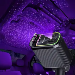 [starlight on car] 4 in 1 Retractable Car Charger with 2 USB Ports, Universal Car Charger Adapter for iPhone 16 15 14 13 12 Pro Max Samsung, Phone