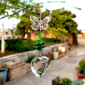 Car Crystal Sun Catcher, Rearview Mirror Car Decor, Butterfly Hanging Ornament, Sparkling Crystal Prism Decoration, Women's Auto Accessories