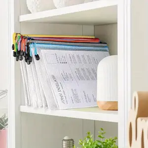 12/36/56/100pcs Mesh Zipper Pouch Bags for A4 Size Board Game Storage, Plastic Zipper Pouch in Random Colors for Office Supplies and Organizing, Paper Organizers, Document Organizer