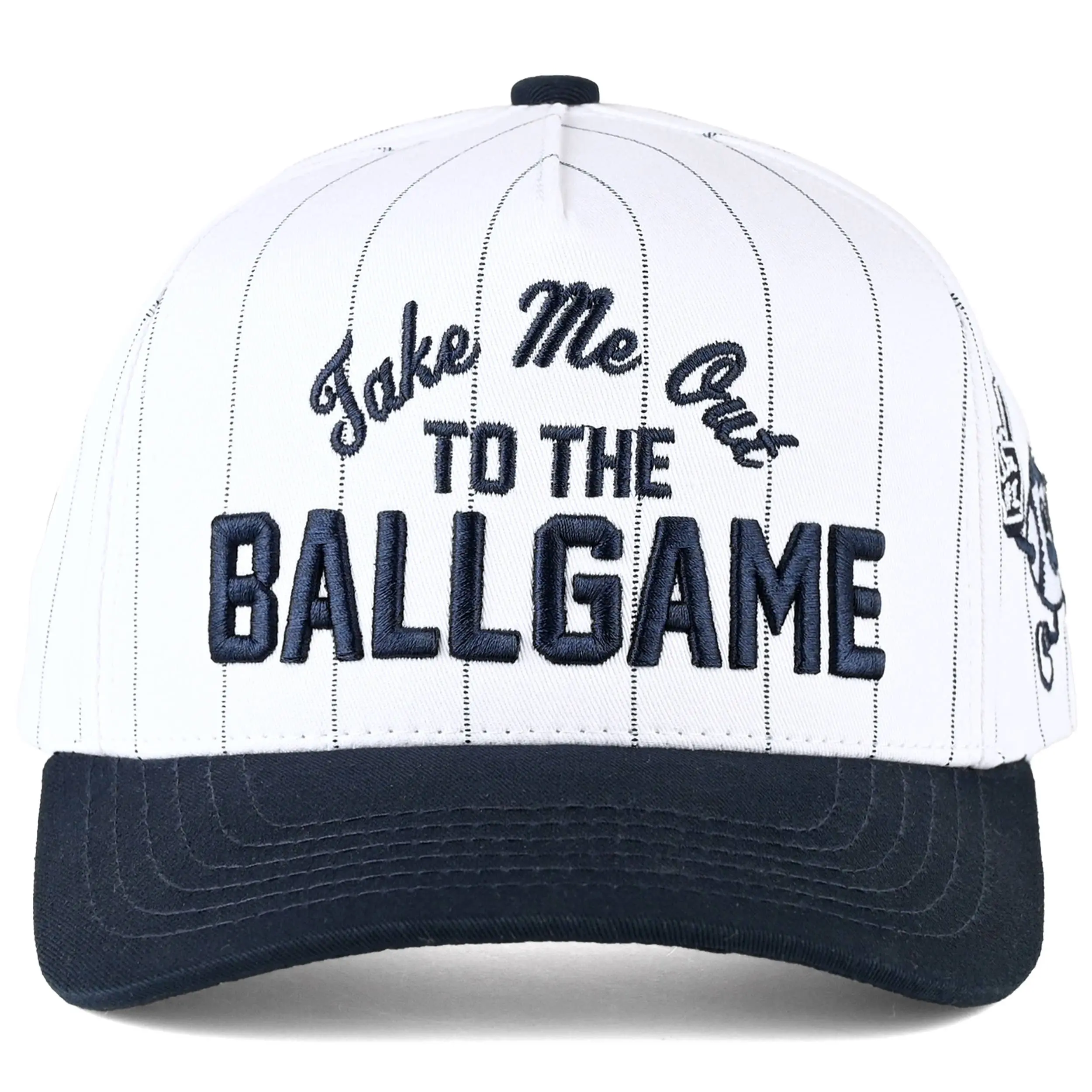 C.C "Take Me Out to the Ball Game" Letter-Stripe 100-Cotton Trucker Hat, Casual Outfits Cap, One-Size Fashion Clothes Accessory