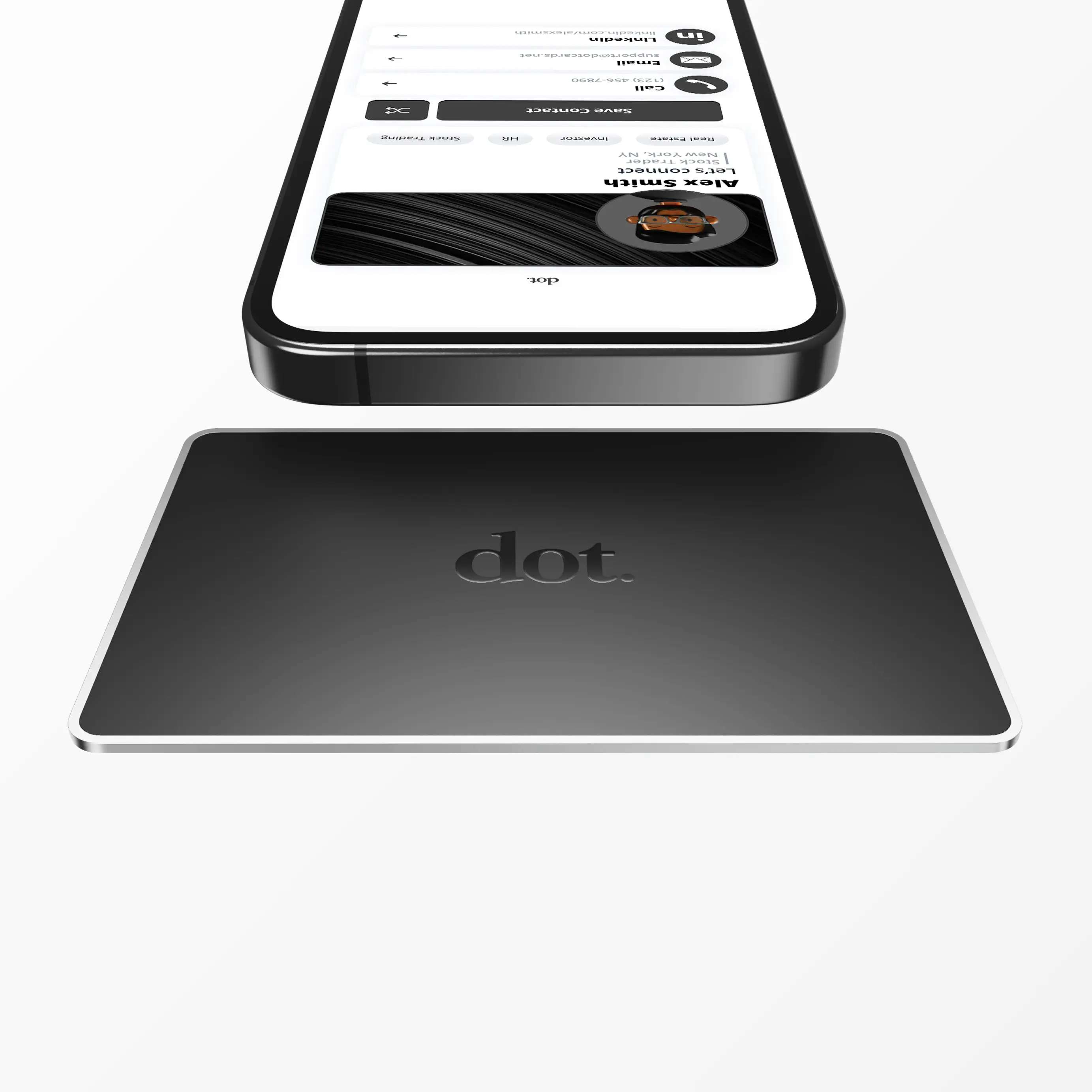 dot. Minimalist Stainless Steel Smart Business Card - Durable Metal Dot Card, Tap-to-Connect Contact Sharing, QR Code Profile Creation, No App Required, No Subscriptions, Compatible with iPhone & Android
