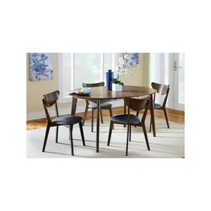 Jedda 5-piece Oval Dining Table Set Dark Walnut