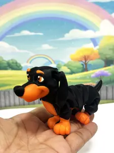Cute Dachshund Dog Fidget Toys, Articulated Joints 3D Printed Dachshund Dog Toy Figure Stress Relief Animal for Desk Decor Birthday Party Gift Favor AD-DAS-S
