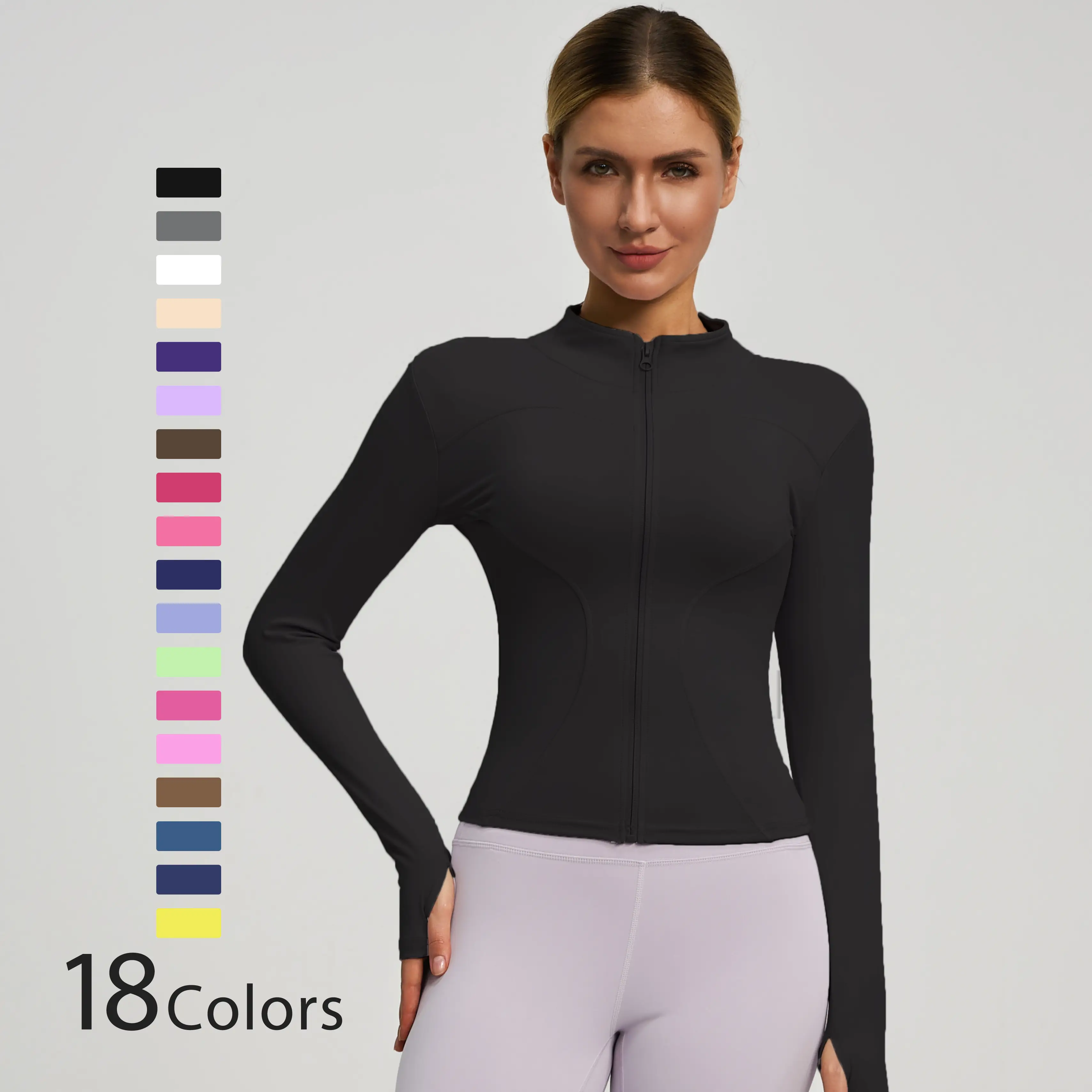 Zip-Up Athletic Jacket - Slim Fit Stretchy Polyester Fabric for Workouts & Casual Wear - Available in - Activewear for Women Fitness Jacket shaping ja