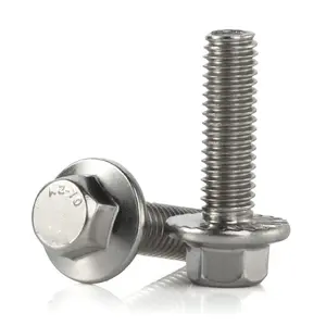 M6 x 25mm Flanged Hex   Flange Hexagon Screws, Stainless Steel 18-8 (304), Plain Finish, Pack of 25