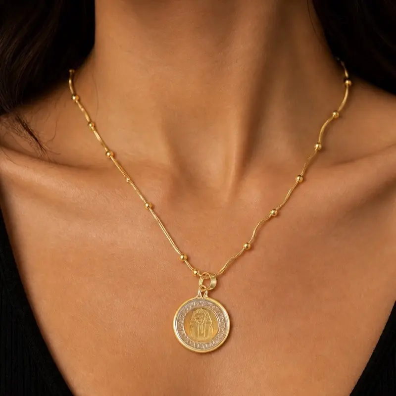 Trendy Pharaoh coin beaded chain