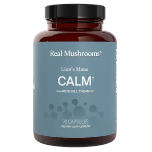 Lion's Mane, Reishi, & L-Theanine Calm Capsules 90 Count Organic Beta-Glucans Immune Support Non-GMO Vegan