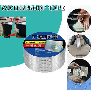 waterproof caulk tape Butyl Waterproof Tape 5×500cm All Weather Self Adhesive Leakproof Aluminum Foil Tape for Metal Roof Leak Repair RV Rubber Roof Deck Joist Gutter Joints Sealing Boat & Pipe Patching