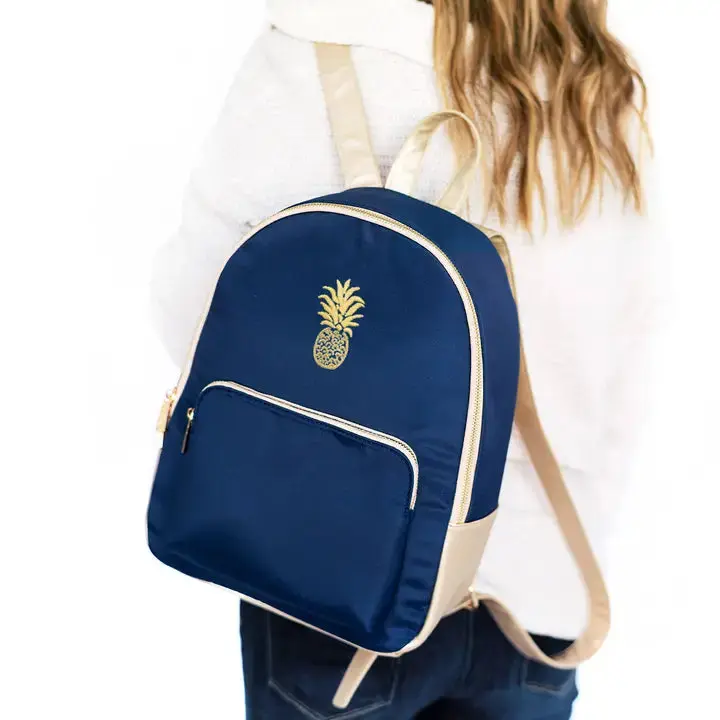 Gold Pineapple Luna Charlie Backpack Coastal Travel School Water Resistant Bag #M799VL-LUNA-PINE23