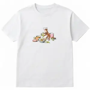 Women's T-Shirts, Vintage Cartoons, Baking, Pinterest, 90s Style Baby Tee, Cartoon Monkey Cooking, Soft Girl, Ahs Style, Nostalgia, Streetwear Casual Crewneck Top Womenswear Cotton Essential Trend Piece Tshirt Summer