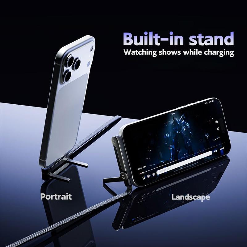 Invisible Holder Charger Cable with Stand, 240w super fast charging 2-in-1 Fast Charging Cord & Phone Stand for Gaming, Office, Car Travel, Compatible with Type-C charging cable Black