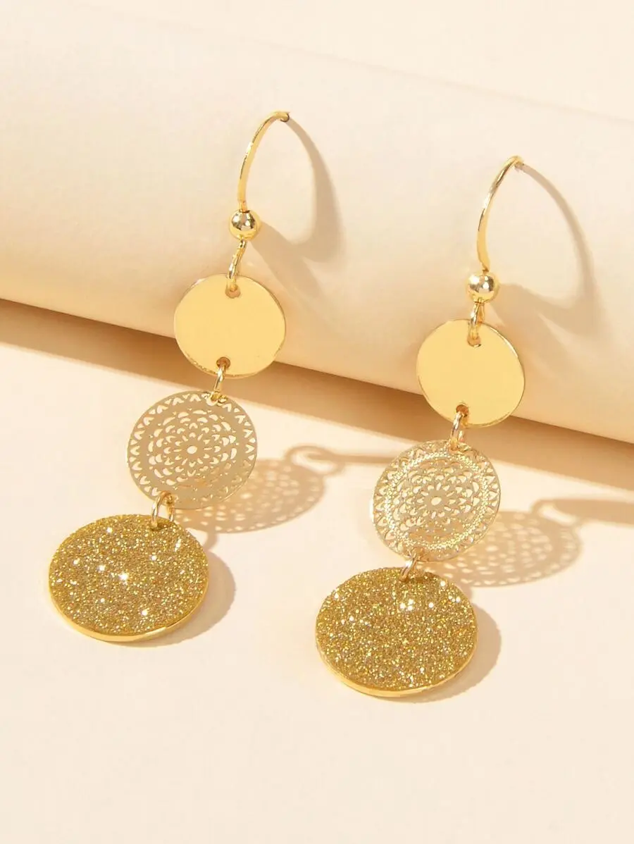 Women's Retro Round Water Drop Costume Earrings, Fashion Accessory for Daily Wear