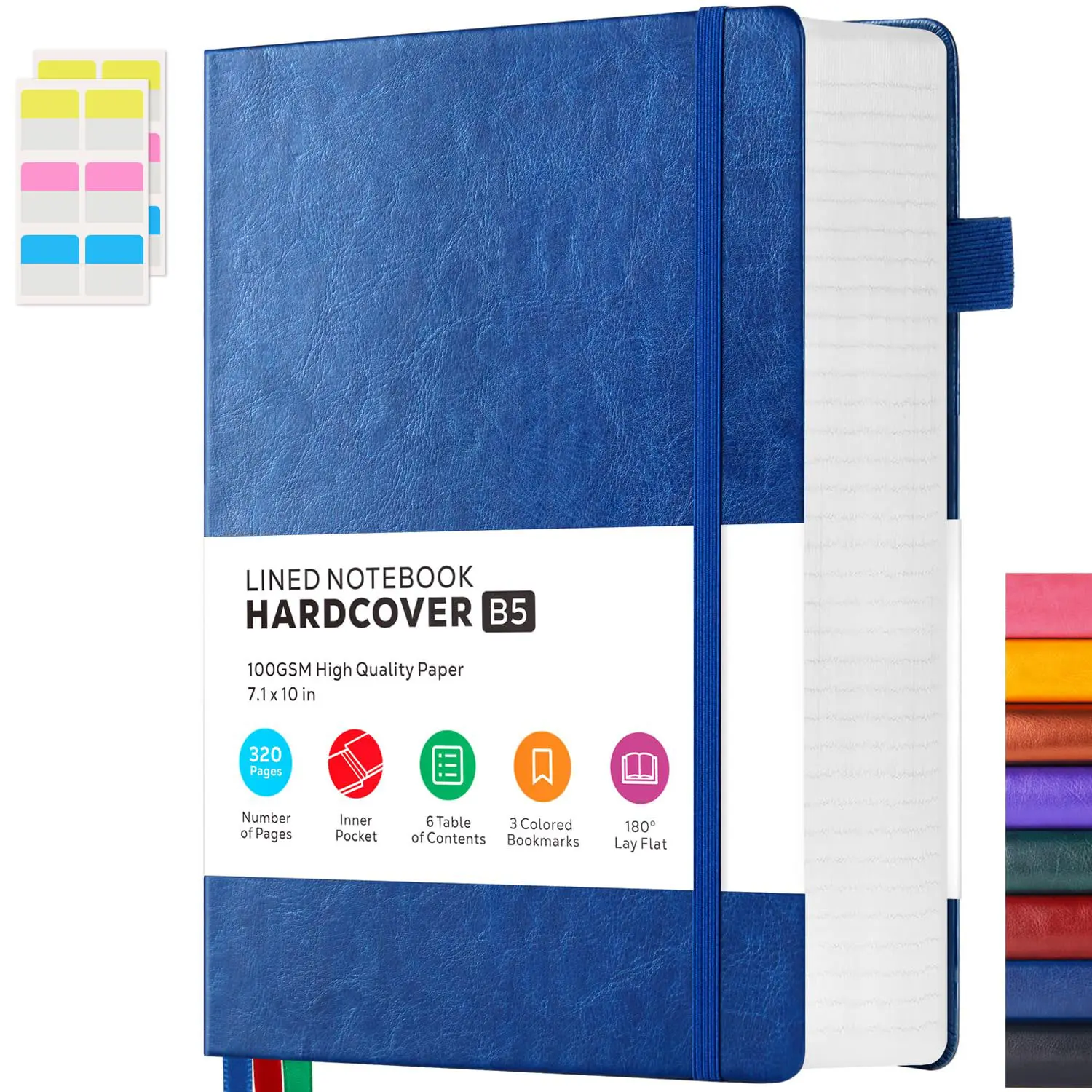 Leather Lined Notebook Journal, 320 Pages Hardcover Notebook Journals for Writing Women & Men, B5 (7.1'' X 10'') College Ruled Notebook with 100GSM Thick Paper for School Work Organization