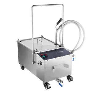 Portable Oil Filtering Unit, 38L Capacity, 10 L/min Filtering Speed, Equipped with Swivel Casters and Oil Hose, Ideal for Restaurant and Burger Shop Use