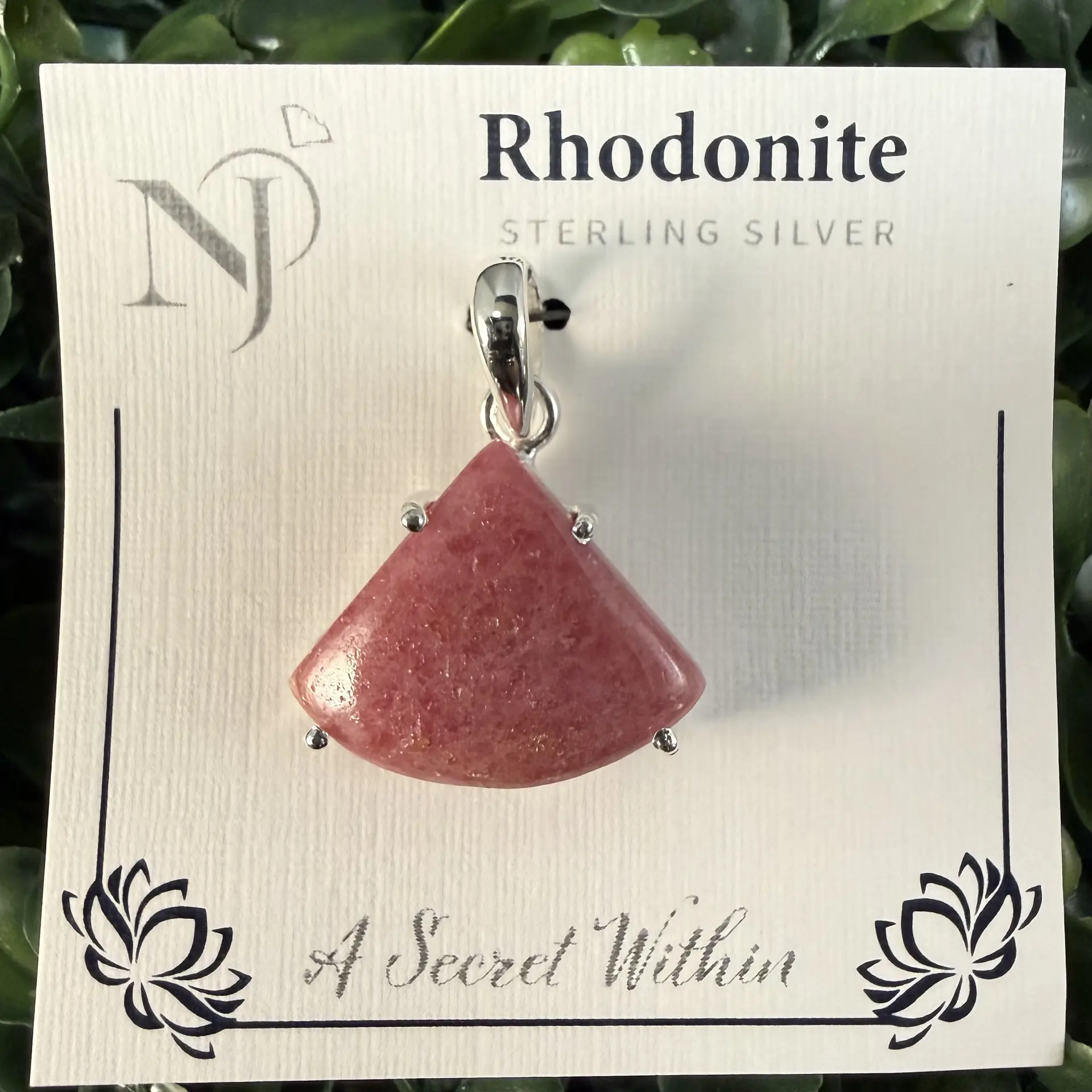 Handcrafted Unisex Elegant Rhodonite Triangle Sterling Pendant - Ideal for Daily Wear, Harmony-Focused Accessory