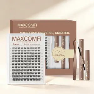MaxComfi Muse Cosmetic Eyelash Extensions - DIY Eyelash Extensions, Beginner-Friendly Cluster Lashes, Waterproof, Thin Band, Super Soft, Long-Lasting Natural Venus Velure Style for Daily Voluminous Look, Makeup Essential, Eyelashes Extensions
