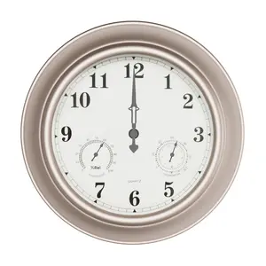 Pure Garden 18" Quartz Patio Wall Clock Thermometer