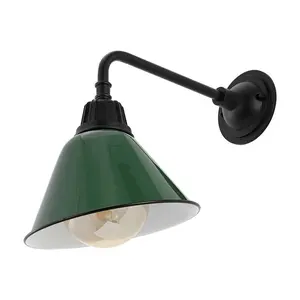 9.63" 1-Light Croydon Farmhouse Industrial LED Gooseneck Arm Outdoor Sconce Green - JONATHAN Y: UL Listed, Metal Shade