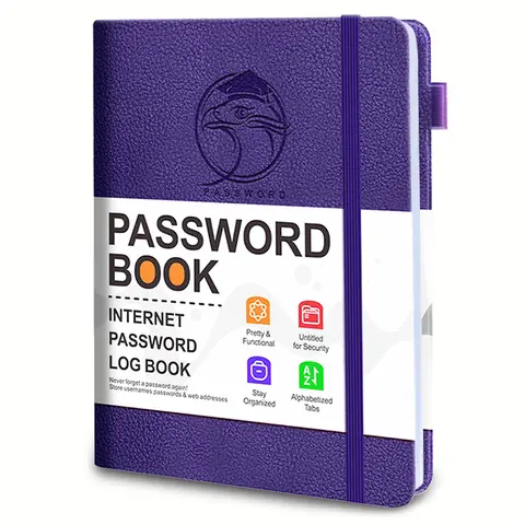 Premium Faux Leather-Bound Password Book with Alphabetical Tabs - Secure Internet Address Organizer for Computer & Website Logins, Elderly-Friendly Hardcover Notebook for Seniors, Durable Password Keeper Journal, Password Organizer | Secure Password Book