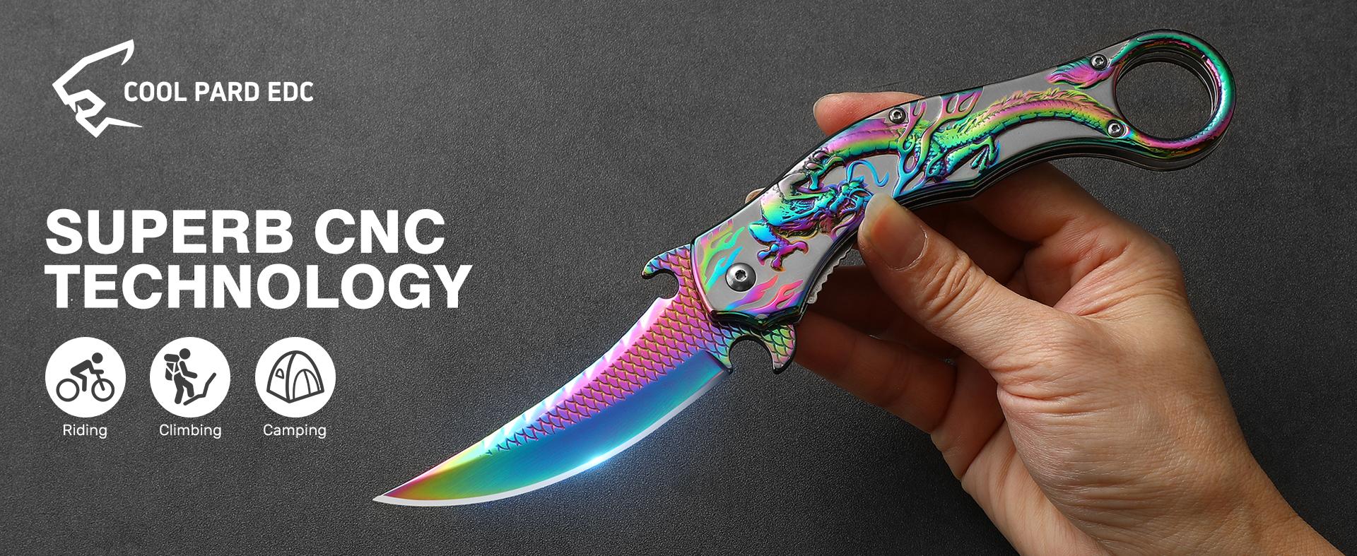 Pocket Knife,3.5" Cool Folding Knife with 3D Dragon Relief,EDC Knife with Pocket Clip and Liner Lock,Knife Gifts For Men Women,Sharp Camping Survival Hiking Knives (Rainbow) Pocket Knife,3.5" Cool Folding Knife with 3D Dragon Relief,EDC Knife with Pocket Clip and Liner Lock,Knife Gifts For Men Women,Sharp Camping Survival Hiking Knives (Rainbow)