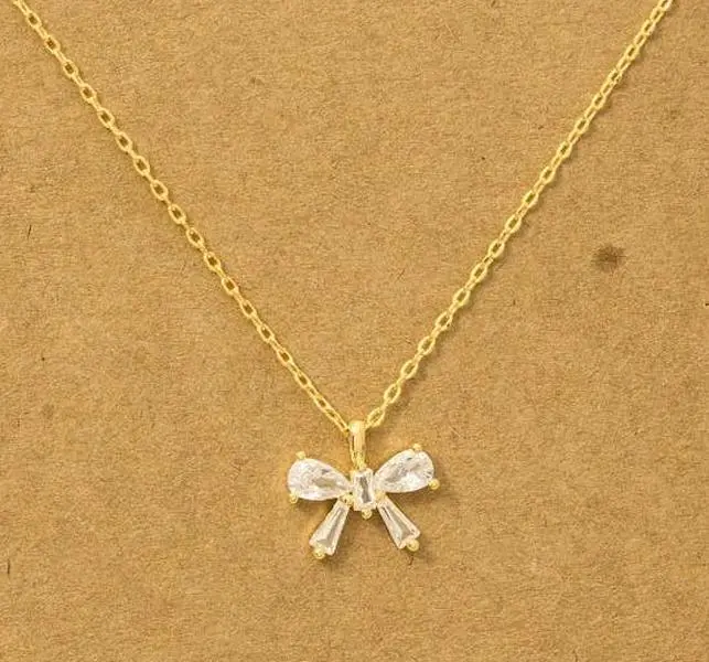 Rhinestone Bow Necklace