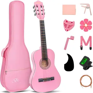 30 Inches  Beginner Acoustic Guitar Student  Guitar with Basic Starter Kit Tuner Bag Capo Strings Winders Strap Picks Pickguard with Gig Bag  Color