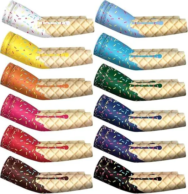 12 Pairs Arm Sleeves for Kids Compression Football Baseball Arm Sleeve Youth UV Protection Breathable Cooling Sleeve