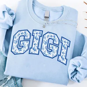 Toile De Jouy Gigi Sweatshirt, Floral GG Gifts for Grandma, Coquette Granny Outfit, GiGi Sweater, Grandmother Crewneck, Mothers Day Gift