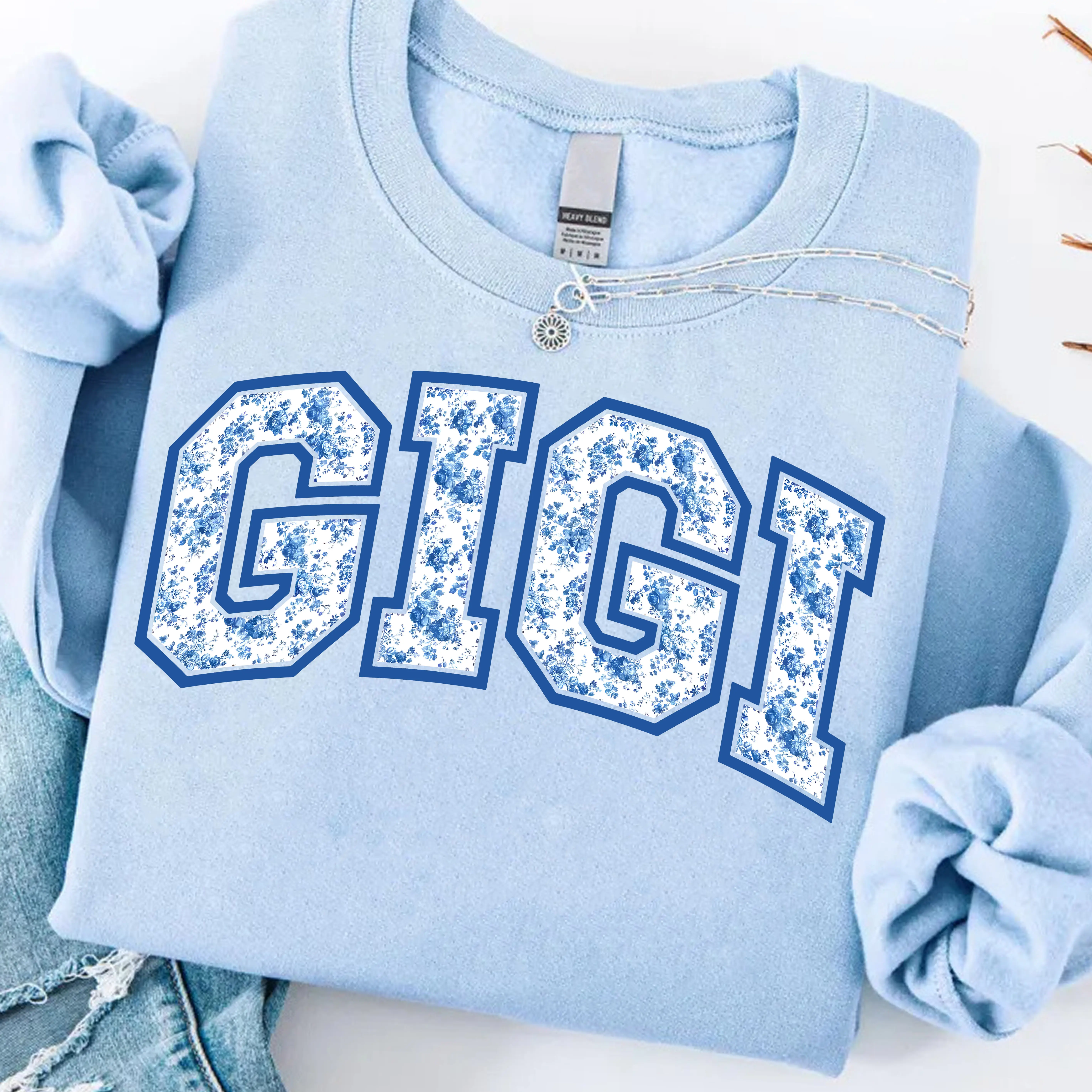 Toile De Jouy Gigi Sweatshirt, Floral GG Gifts for Grandma, Coquette Granny Outfit, GiGi Sweater, Grandmother Crewneck, Mothers Day Gift