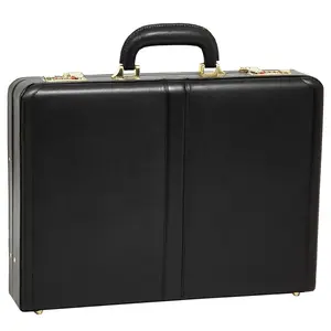 212 MAIN Reagan Black Full Grain Oil-Tanned Leather Attache Case, Men's Professional Briefcase with Protective ft & Top Handle, for Travel & Daily Use