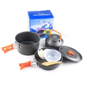 Camping cooker set, outdoor utensils set, pot kettle, outdoor camping pot, outdoor cooking set