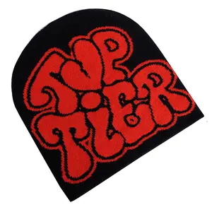 Trendy pullover double-sided jacquard knitted hat with multi-color letters for men and women, adult woolen knitted hat, warm and cold-proof, versatile street hip-hop hat