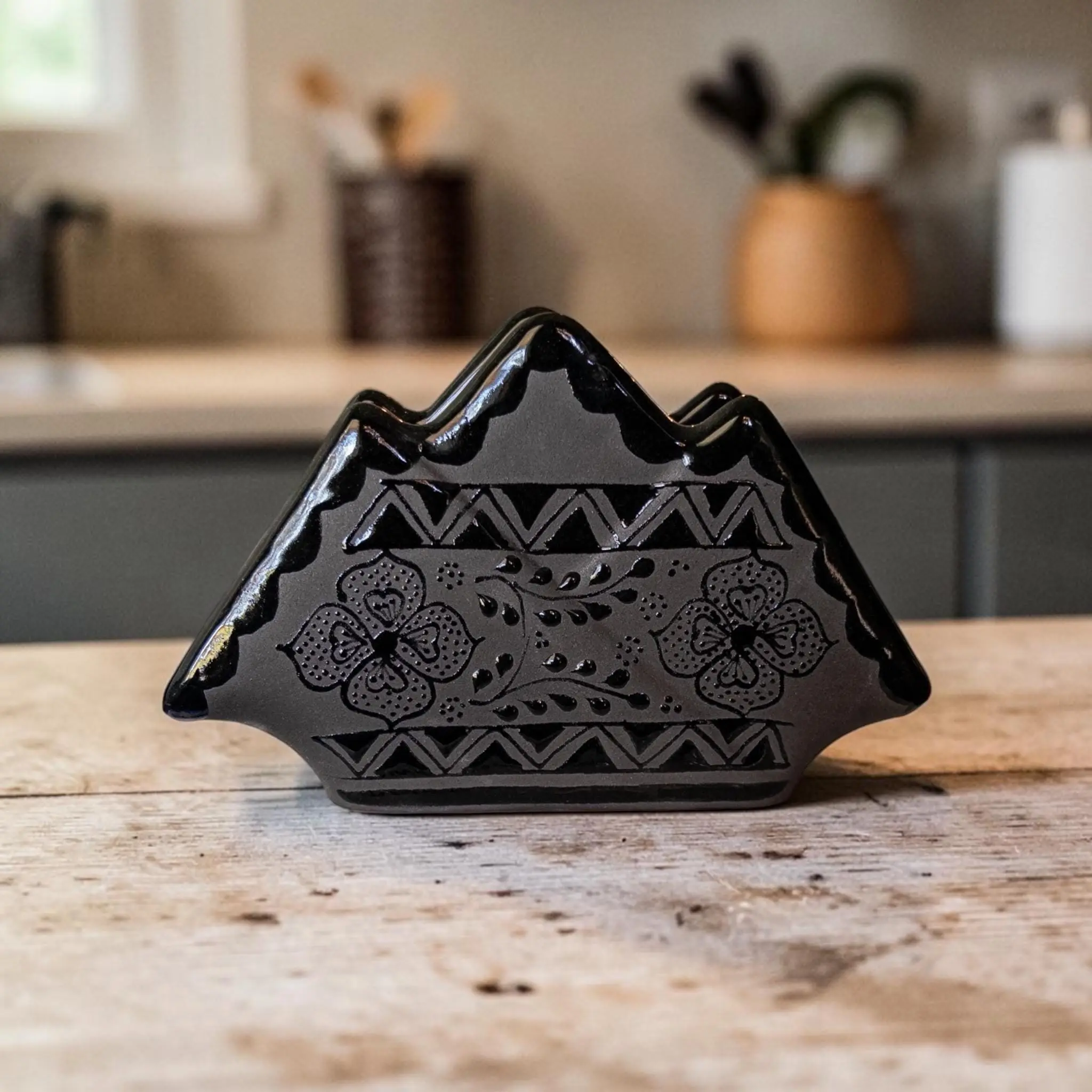 Artisan-Crafted High-Fired Eco-Friendly Stoneware Napkin Holder - Mexican Pottery Kitchen Tableware Storage Organizer for Wipe Storage, Rustic Dining Space Accessory, Birthday Gift Option