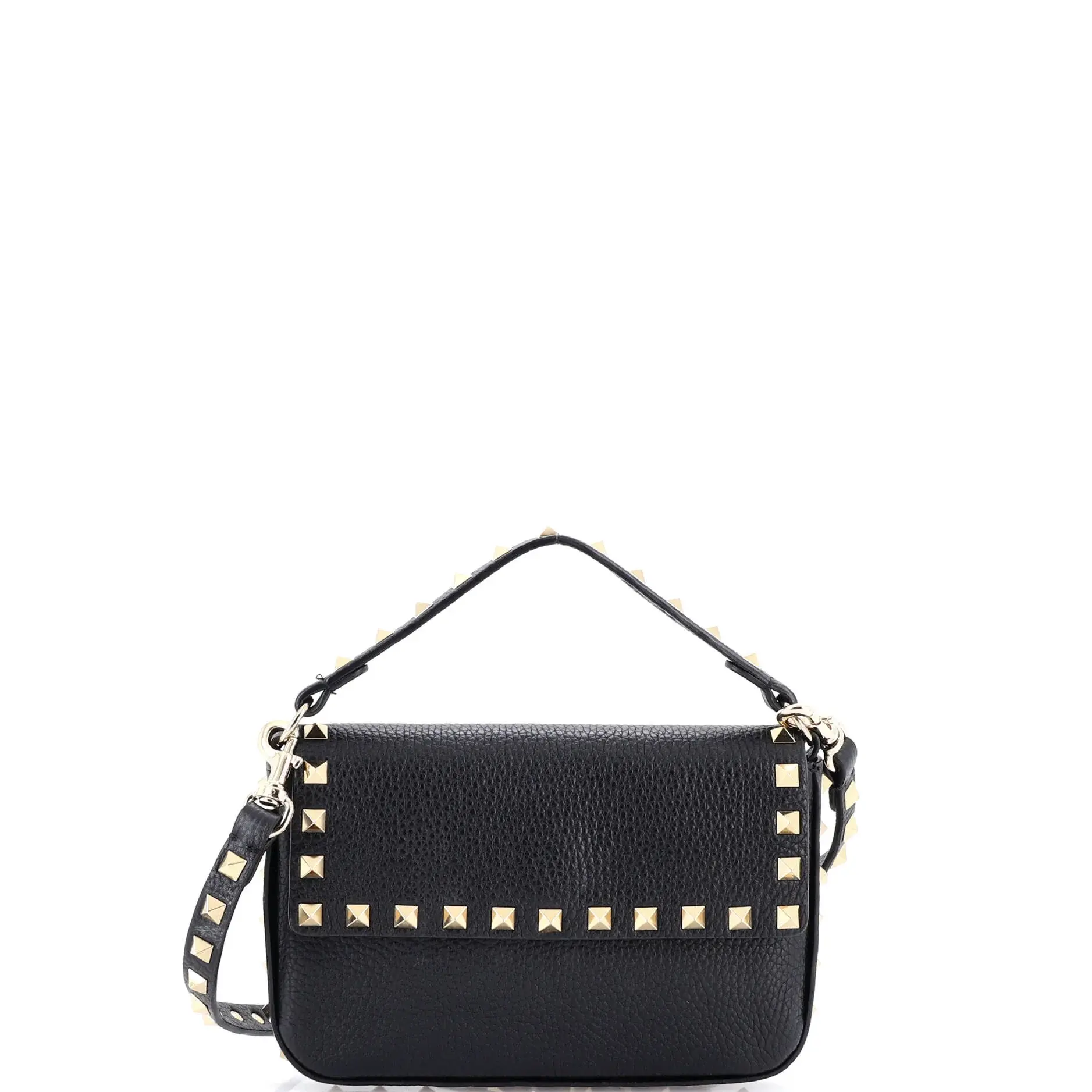 Pre-owned Valentino material Messenger Bags Garavani Rockstud Top Handle Crossbody Pouch Leather Mini by Rebag